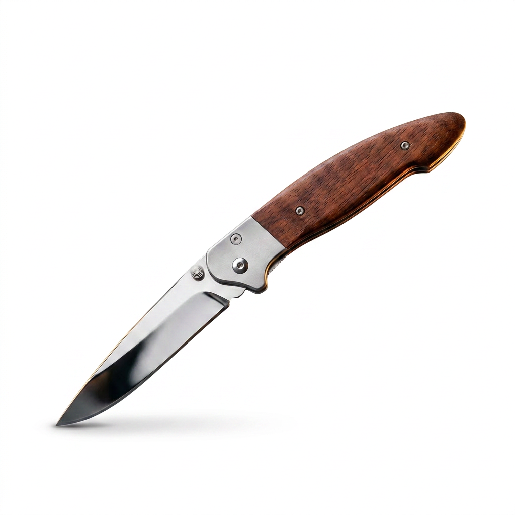 Wood Inlay Drop Point Folder