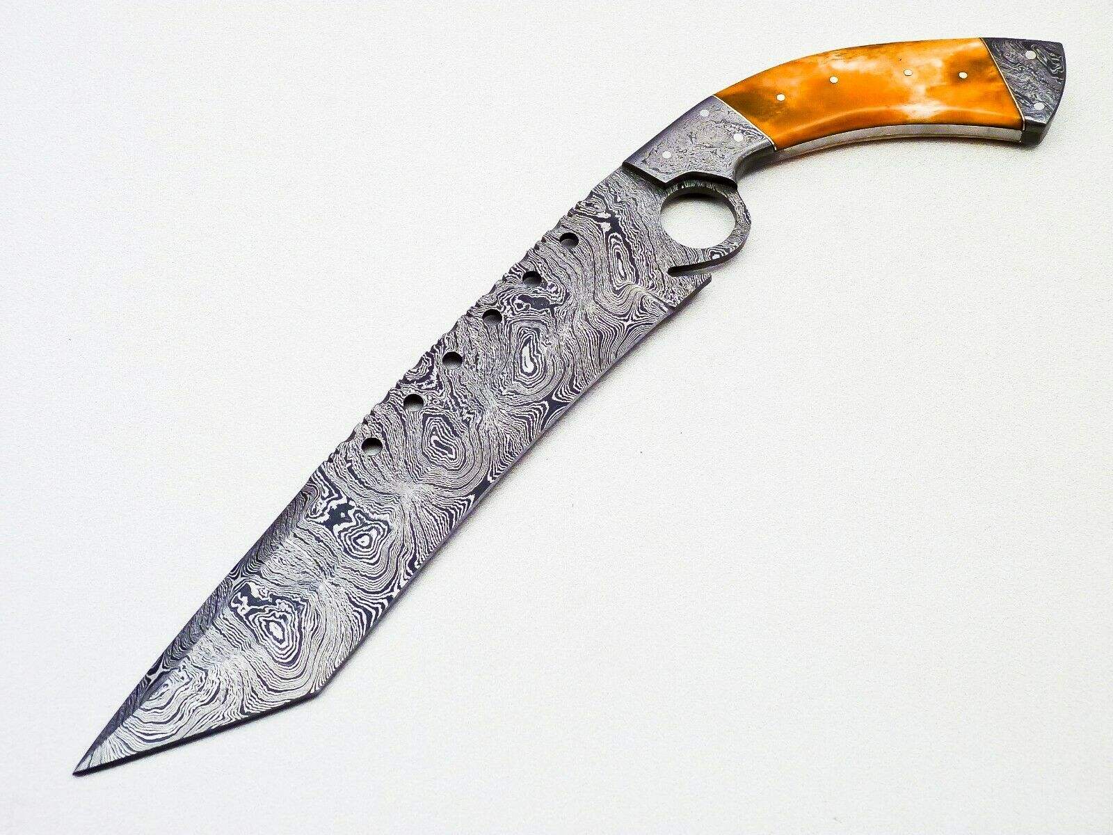Damascus Bowie with Wood Handle