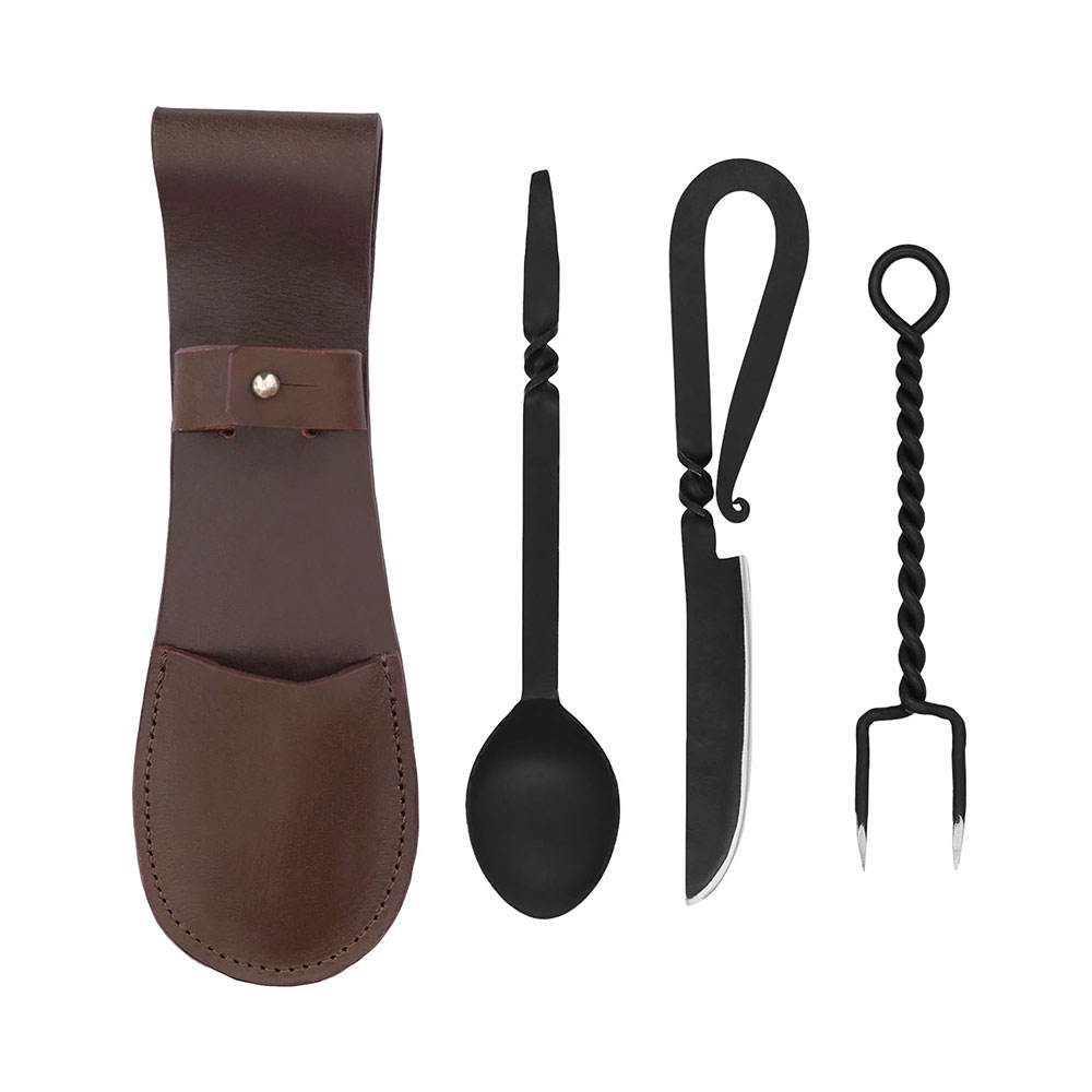 Hand Forged Carbon Steel Camping Cutlery Set